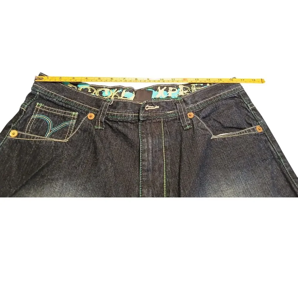 Brooklyn Xpress Men's Denim Shorts Size 36 Baggy Hip Hop Jeans-Missing Button‎